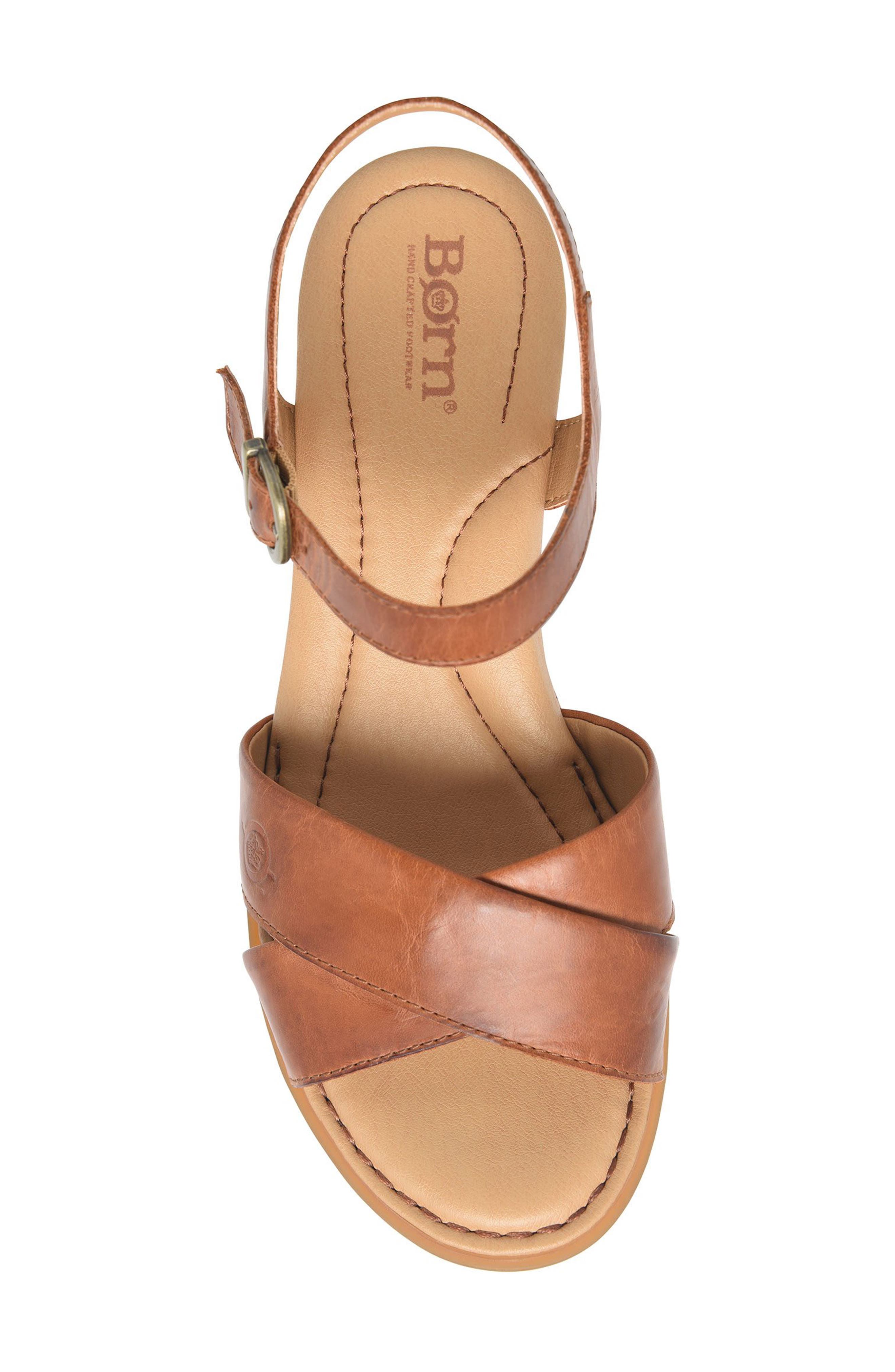 Paige Wedge Sandal, Alternate, color, BROWN LEATHER