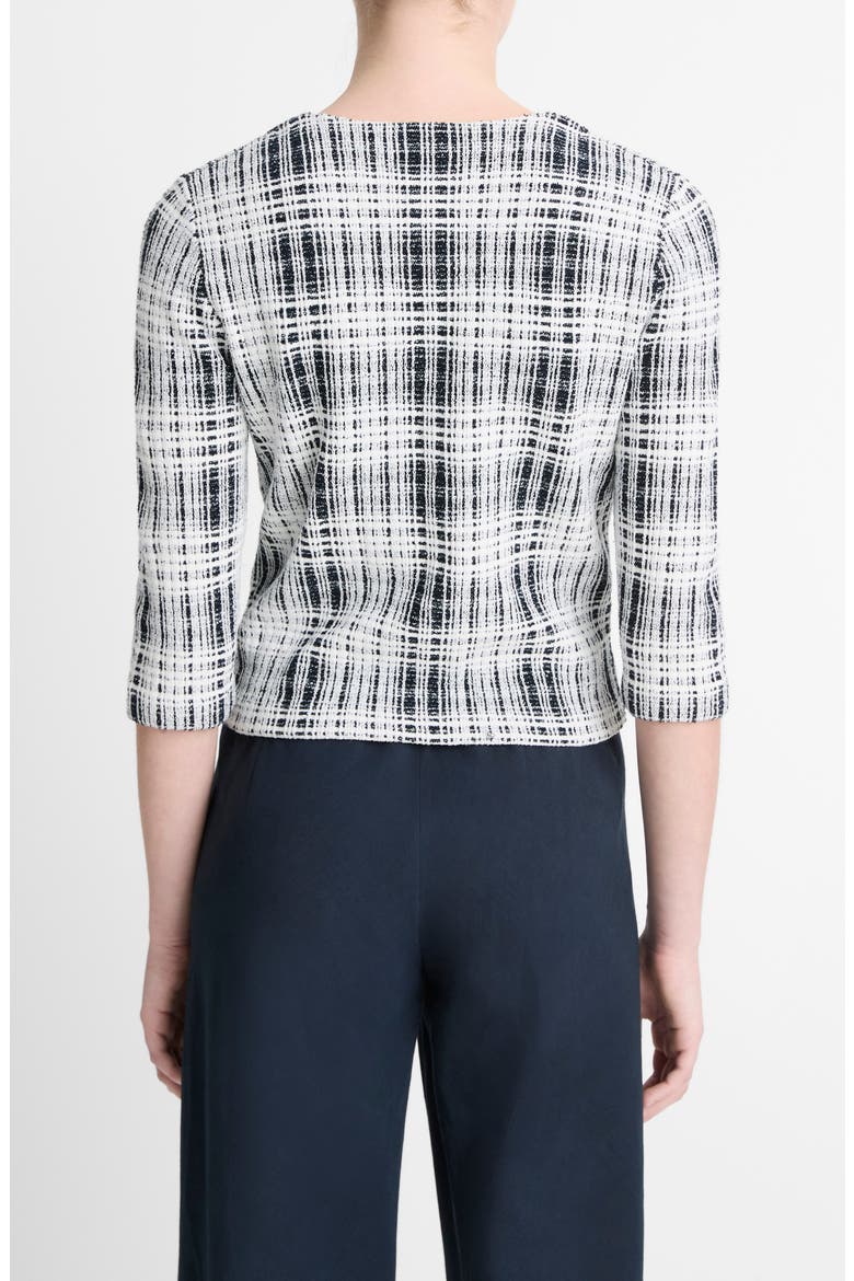 Plaid Bouclé Sweater, Alternate, color, COASTAL/ OFF WHITE