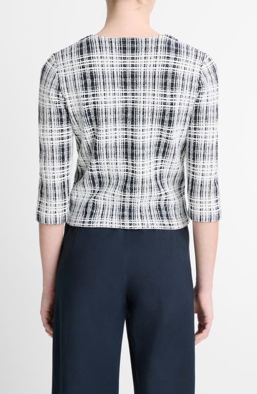 Vince Boucle Plaid Top In Coastal/off White