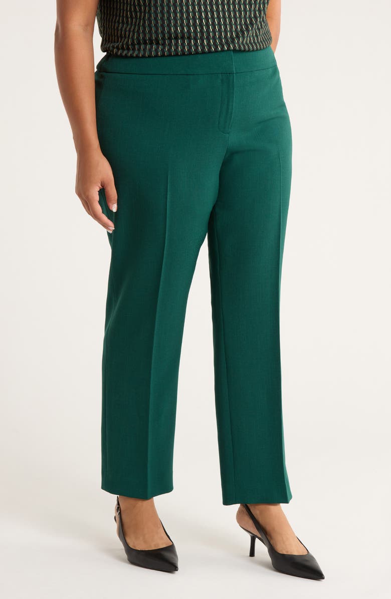 KASPER Flat Front Slim Pants, Alternate, color, Evergreen