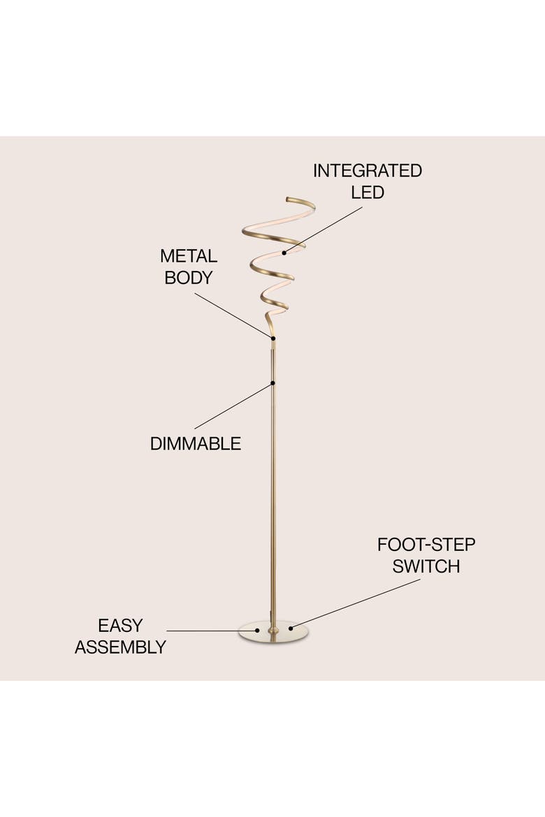 Scribble 60.5" Modern Dimmable Metal Integrated LED Floor Lamp, Alternate, color, Gold