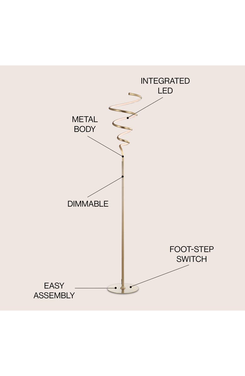 JONATHAN Y Scribble 60.5" Modern Dimmable Metal Integrated LED Floor Lamp, Alternate, color, Gold