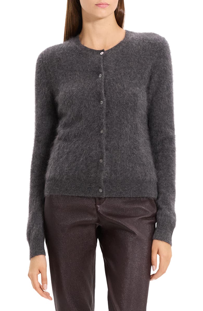 Theory Brushed Cashmere Cardigan, Main, color, Light Charcoal