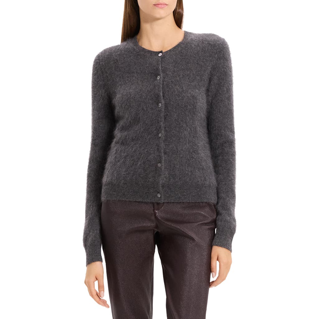 Theory Brushed Crewneck Cardigan In Cashmere In Multi