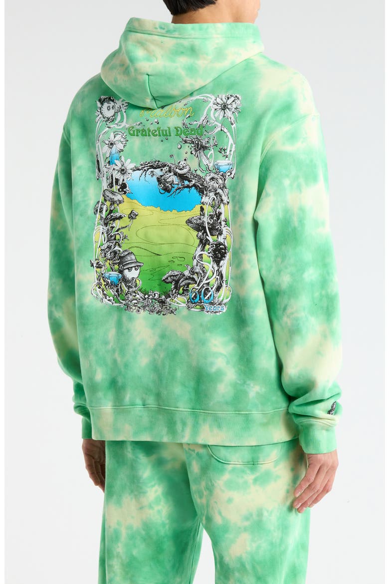 Grateful Dead Fesque Tie Dye Graphic Hoodie, Alternate, color, GREEN TIE DYE