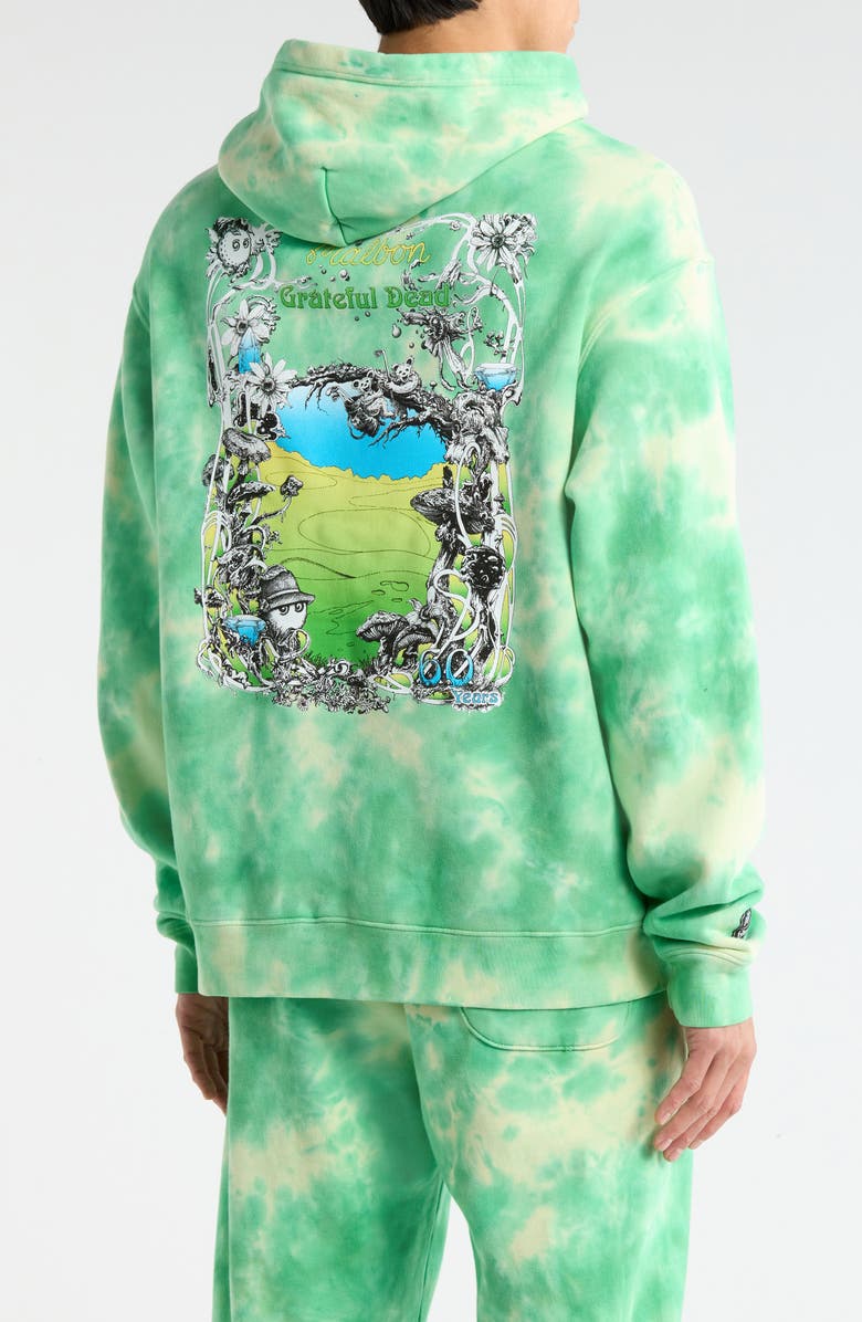 Malbon Golf Grateful Dead Fesque Tie Dye Graphic Hoodie, Alternate, color, Green Tie Dye