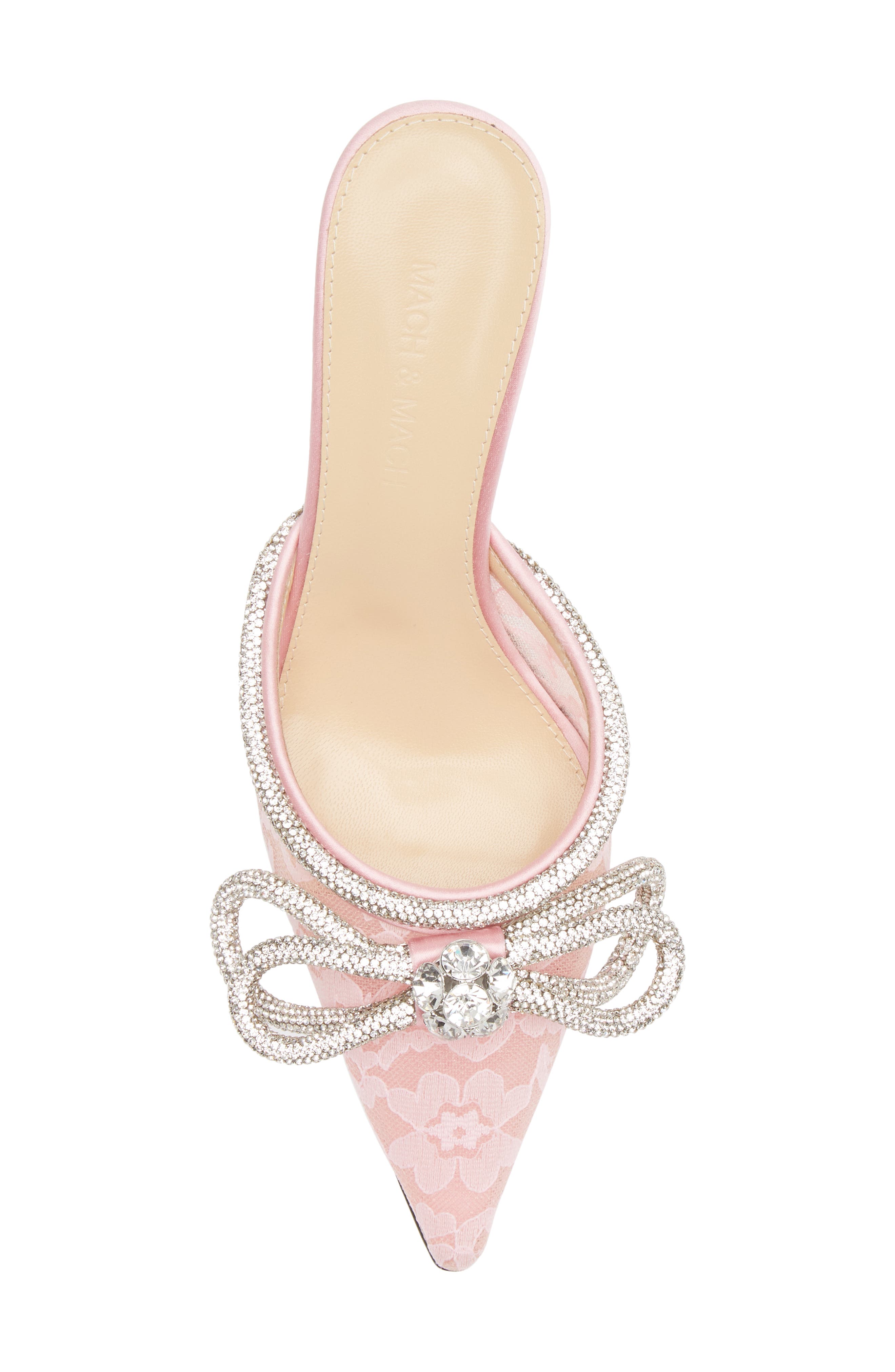 Mach & Mach Double Crystal Bow Pointed Toe Mule, Alternate, color, Pink