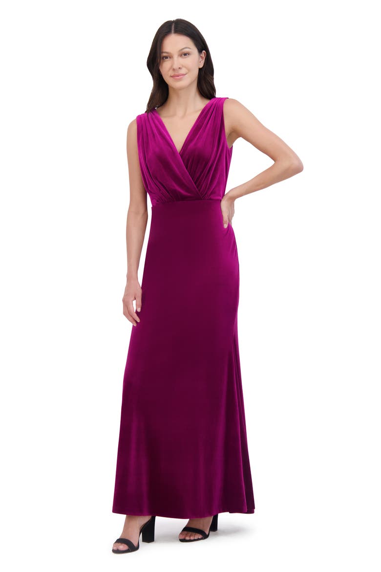 Sleevless Velvet Trumpet Gown, Alternate, color, FUCHSIA