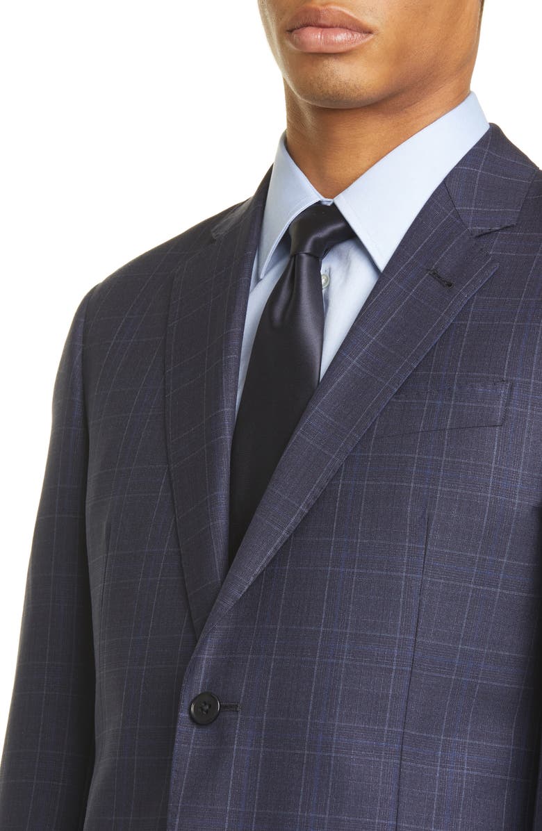 Emporio Armani G Line Trim Fit Plaid Wool Blend Suit, Alternate, color, 