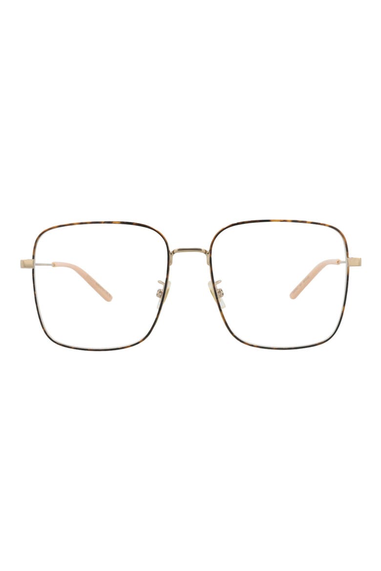 56mm Square Optical Glasses, Main, color, GOLD GOLD TRANSPARENT