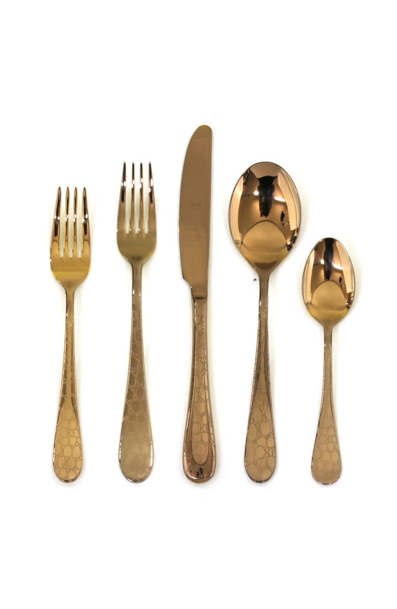 Mepra Coccodrillo Flatware Set - 5 Pieces, Main, color, Bronze