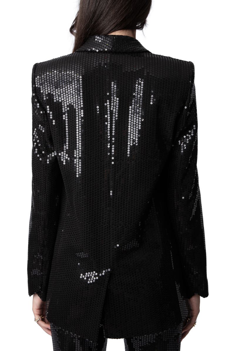 Zadig & Voltaire Vive Sequin Tuxedo Blazer, Alternate, color, Noir