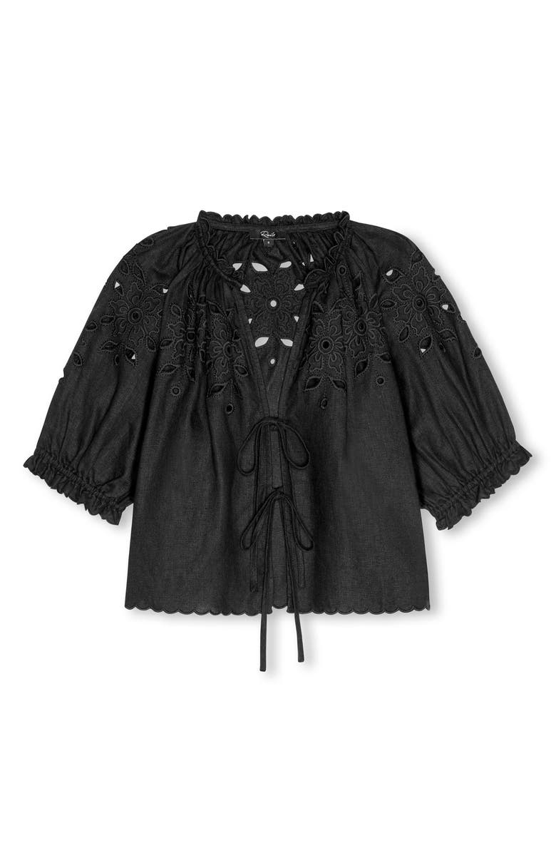 Rails Lizbeth Eyelet Linen Top, Alternate, color, Black