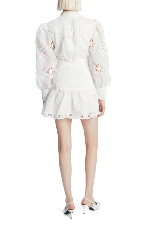 Bardot Remy Long Sleeve Floral Lace Minidress In Orchid White