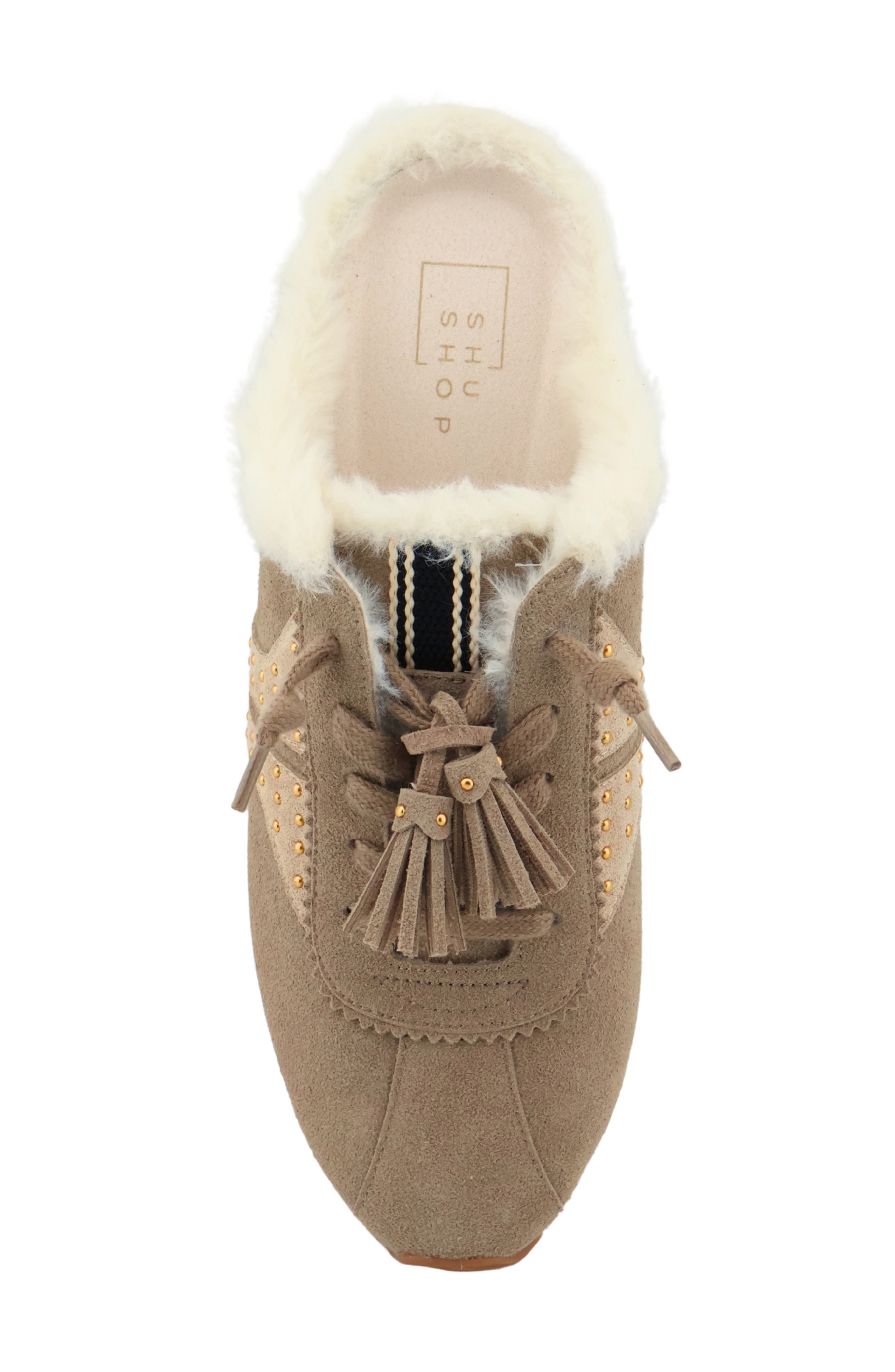 Patsy Faux Fur Lined Sneaker Mule, Alternate, color, TAUPE SUEDE