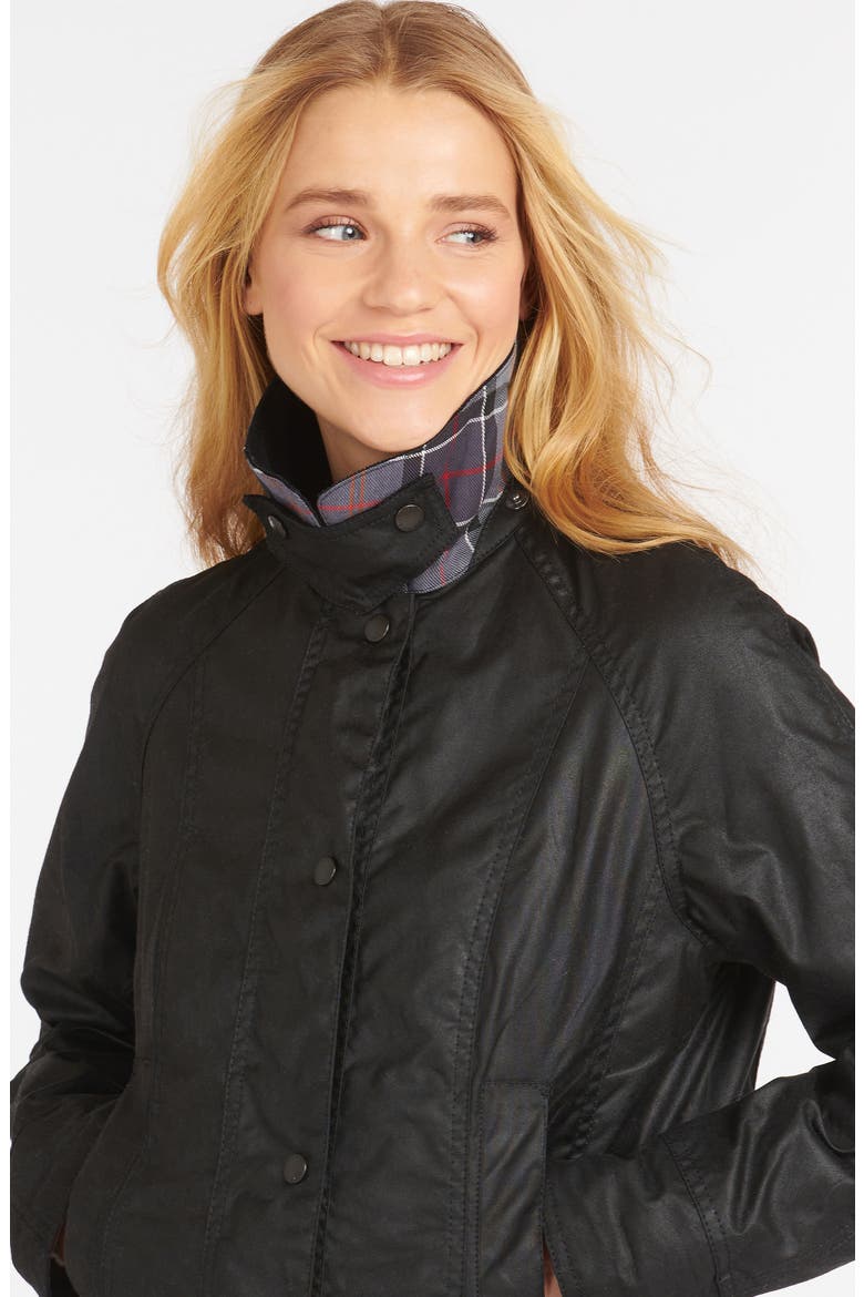 Beadnell Waxed Cotton Jacket, Alternate, color, BLACK