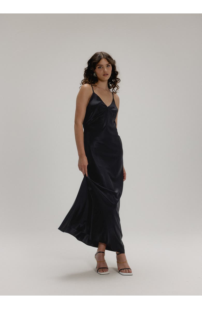 Alas 100 Silk Slip Maxi Dress, Main, color, Black