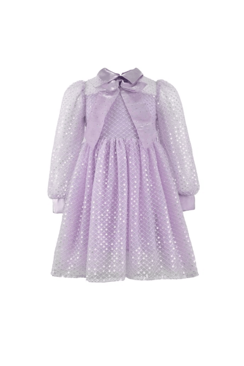 Sequin Party Bow Dress, Main, color, Lavender
