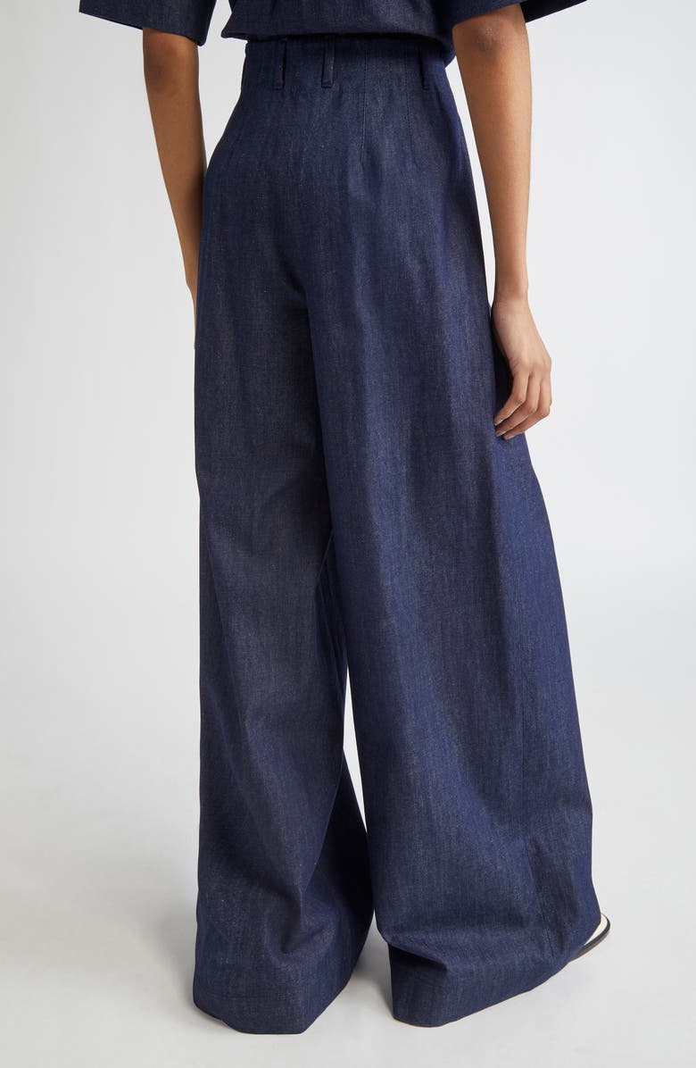 Lafayette 148 New York Warren Inverted Pleat Wide Leg Jeans, Alternate, color, Indigo