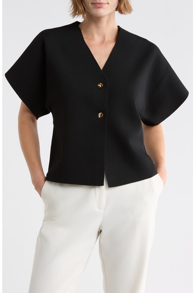 Dolman Sleeve Button-Up Top, Main, color, BLACK