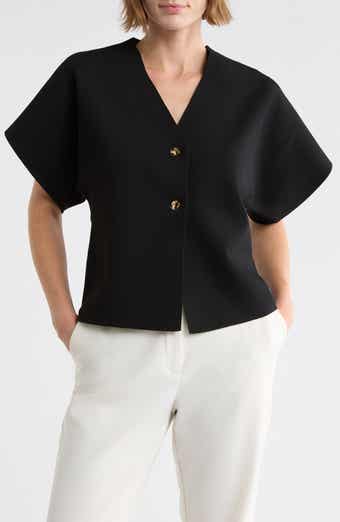 Dolman Sleeve Button-Up Top