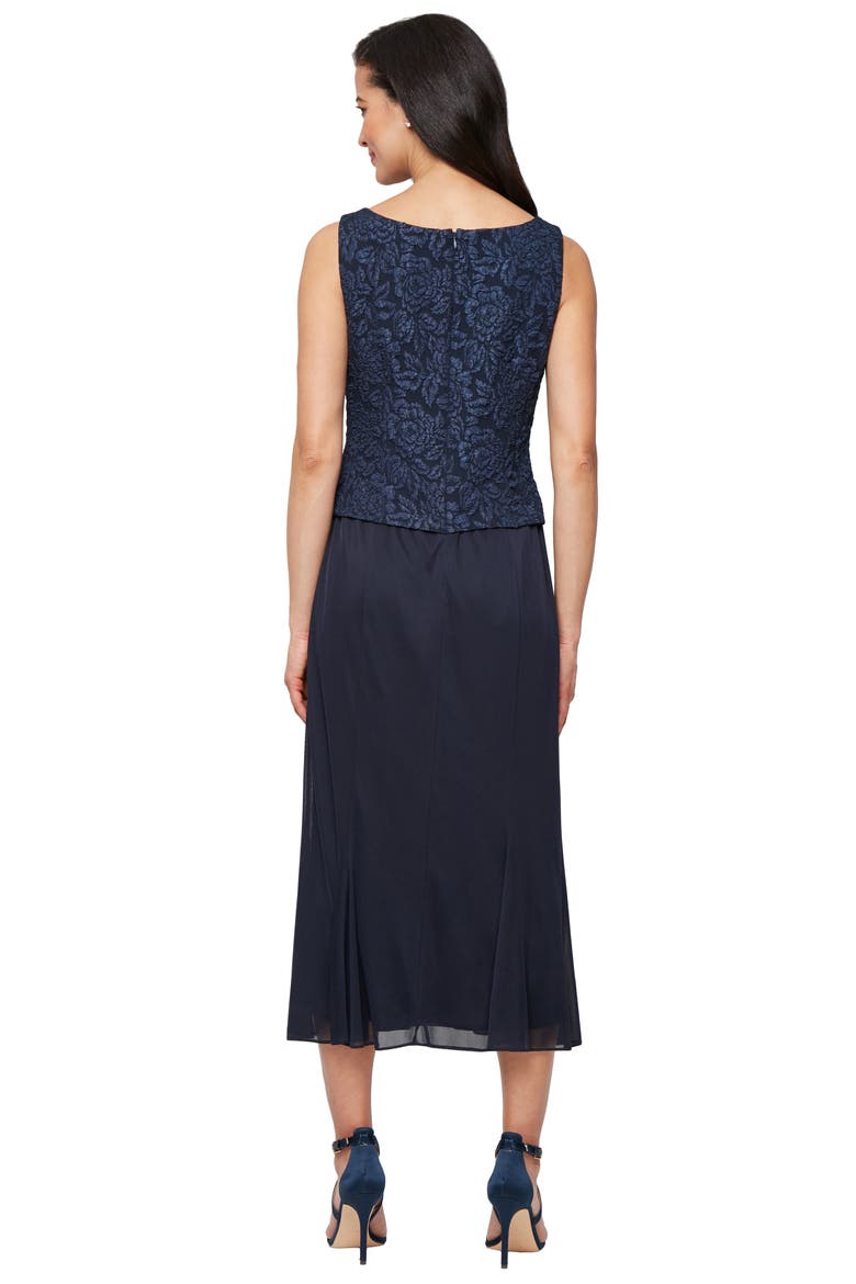 Jacquard Cocktail Dress with Jacket, Alternate, color, NAVY