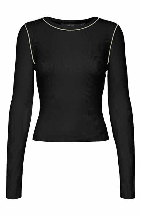 VERO MODA Kara Contrast Piping Long Sleeve Sweater Top