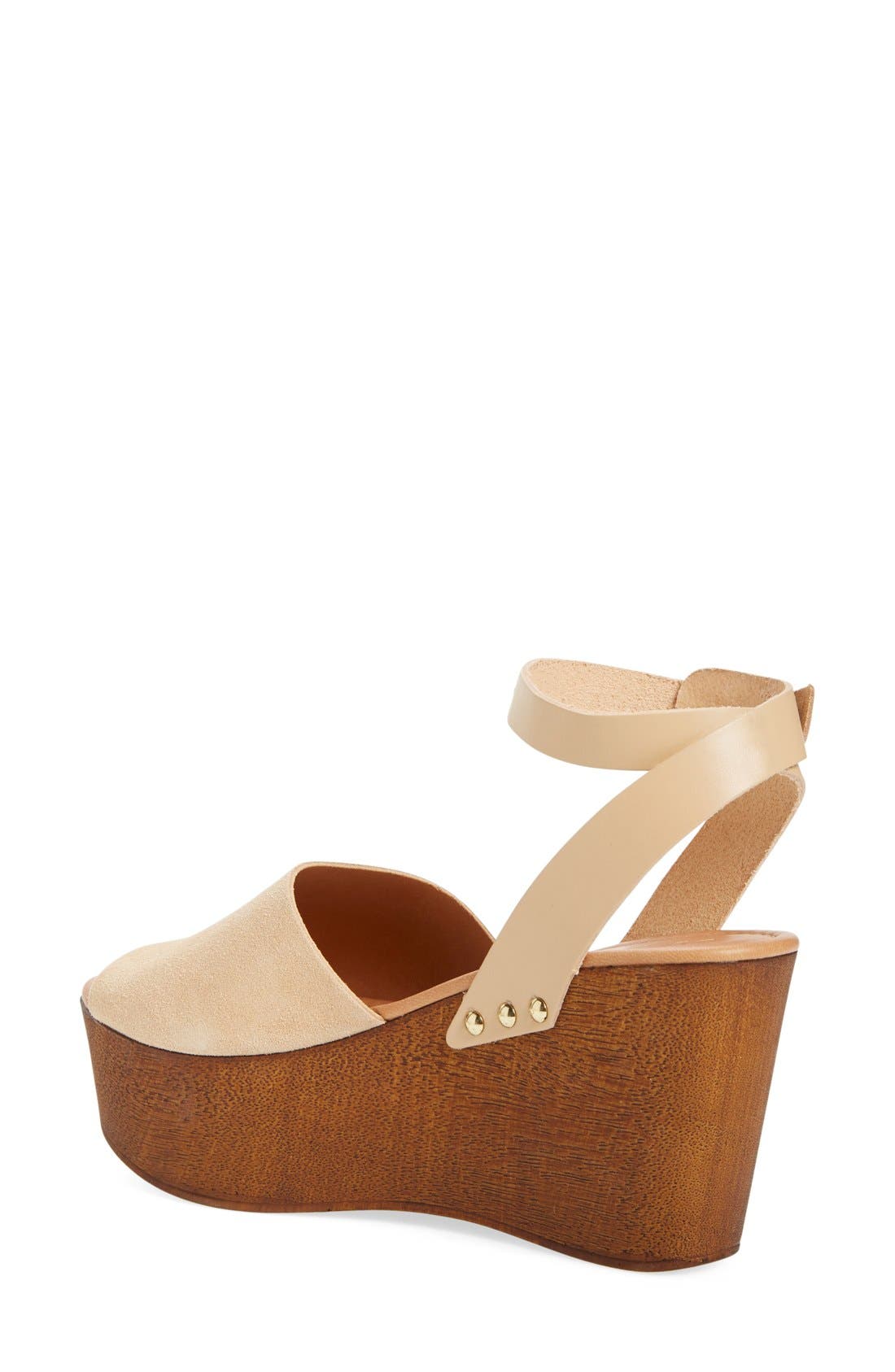 Platform Wedge Sandal, Alternate, color, NATURAL SUEDE LEATHER