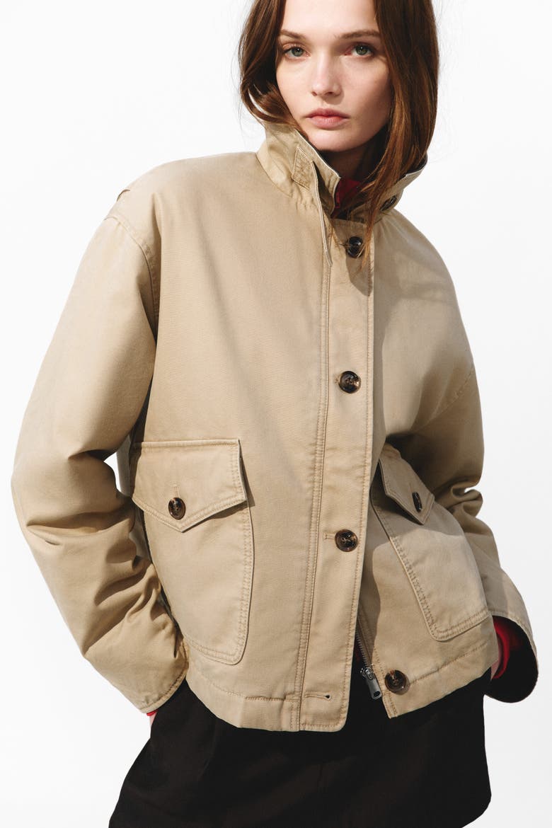 Padded Canvas Jacket, Alternate, color, Beige