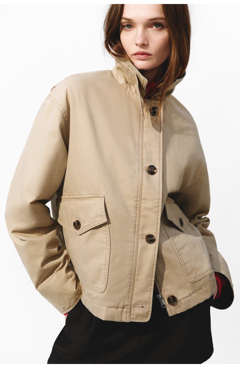 H&M Padded Canvas Jacket, Alternate, color, Beige
