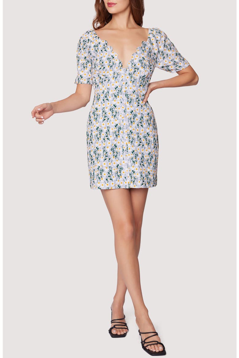 Breath of Youth Floral Embroidery Cotton & Linen Minidress, Main, color, LIGHT BLUE