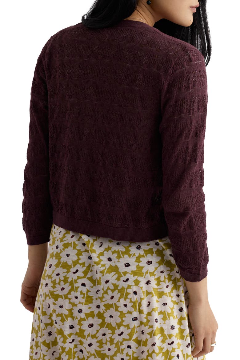 Sweet Day Pointelle Organic Cotton Cardigan, Alternate, color, KNIT MELANGE CACAO