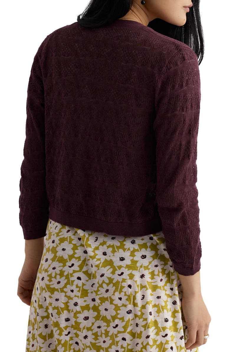 Seasalt Cornwall Sweet Day Pointelle Organic Cotton Cardigan, Alternate, color, Knit Melange Cacao