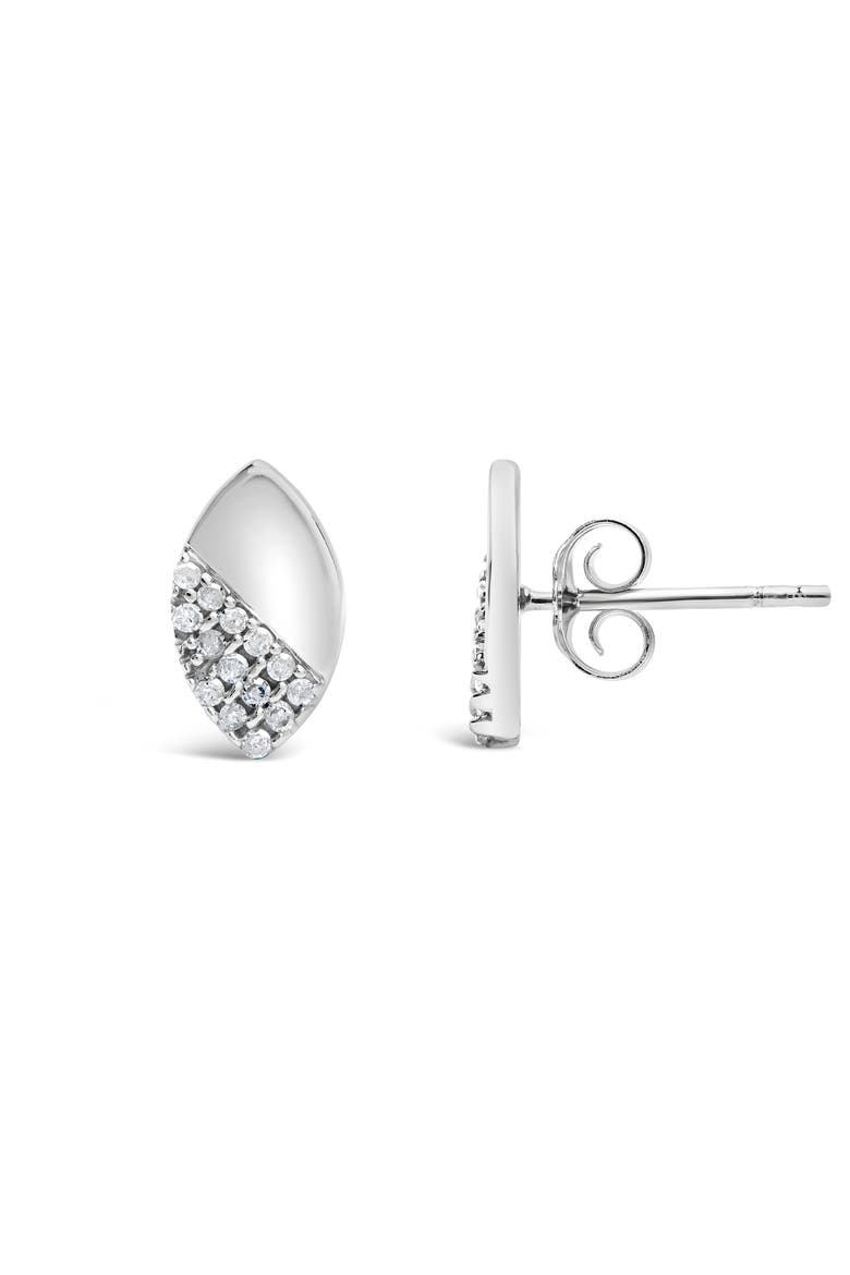 Silver 1/6 Ct Diamond and Mirror Polish Pear Shape Stud Earrings, Alternate, color, White