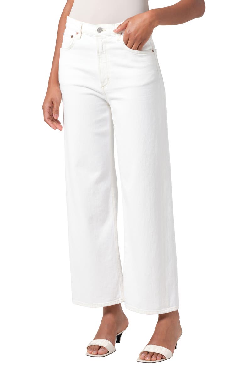 AGOLDE Ren High Waist Wide Leg Jeans, Main, color, White Wash (White Milk)