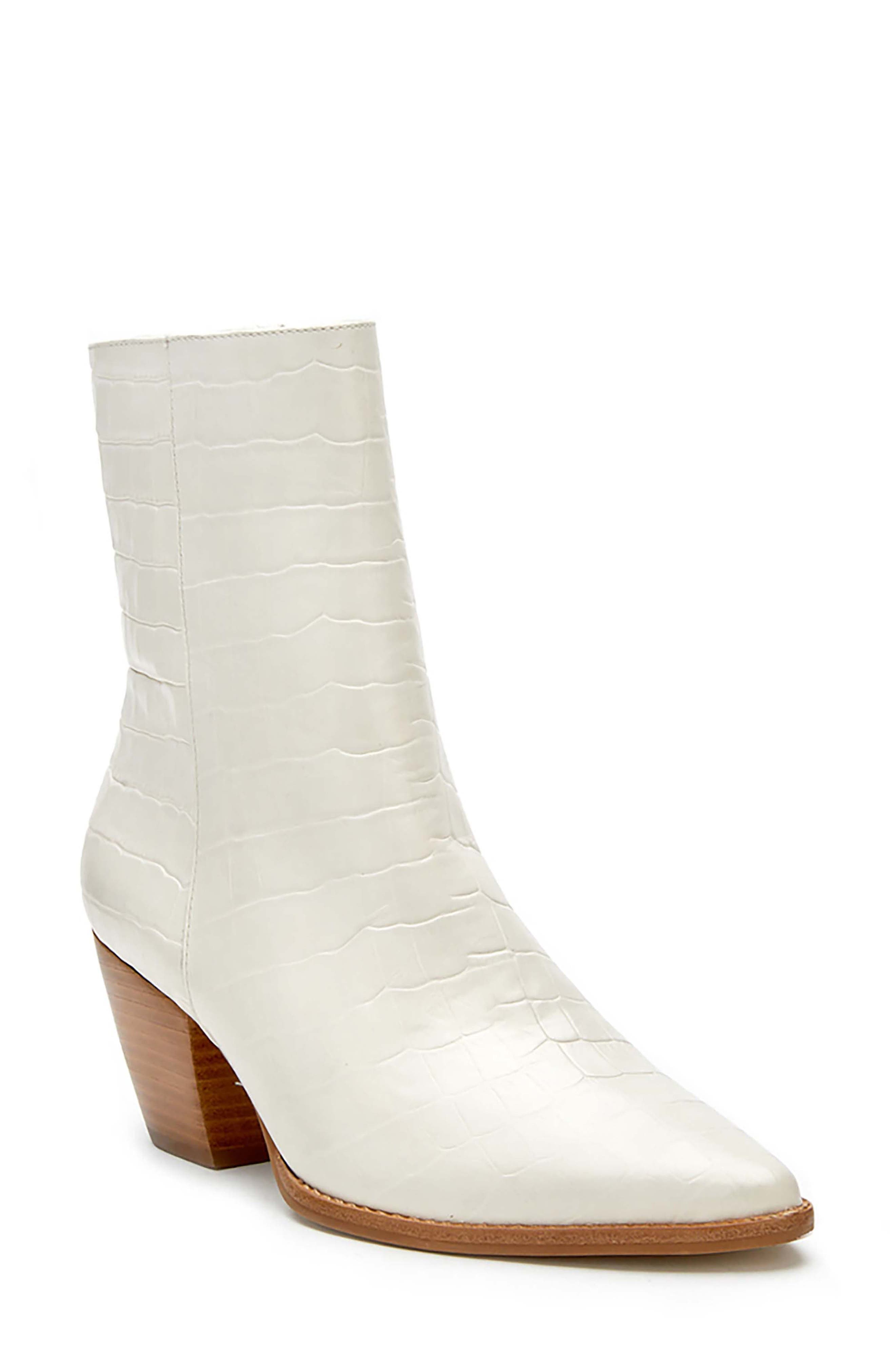 Caty Western Pointed Toe Bootie, Main, color, BONE CROC LEATHER