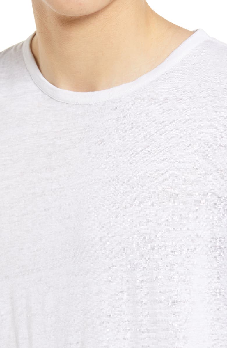 Vince Crewneck Linen T-Shirt, Alternate, color, Optic White