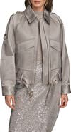Donna Karan New York Pocket Cotton Blend Zip Jacket