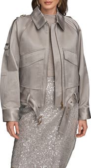 Donna Karan New York Pocket Cotton Blend Zip Jacket