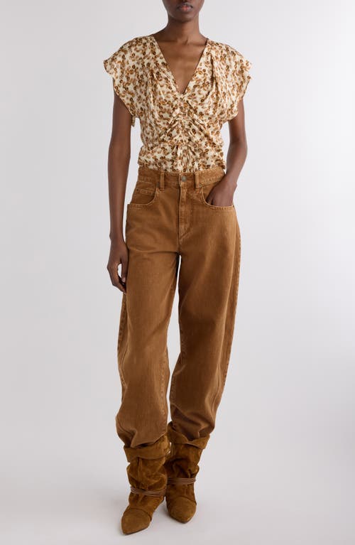 Isabel Marant Lonea Ruched Short-sleeve Top