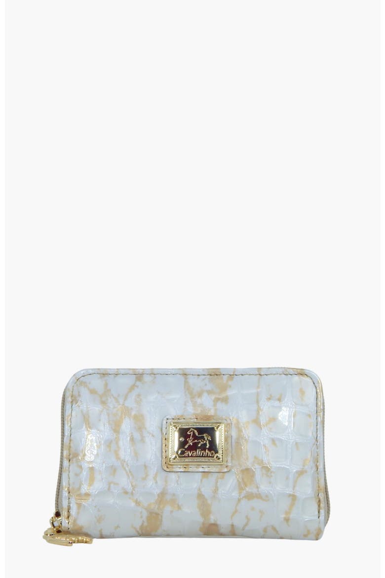 Gallop Patent Leather Card Holder Wallet 217, Main, color, Beige / White