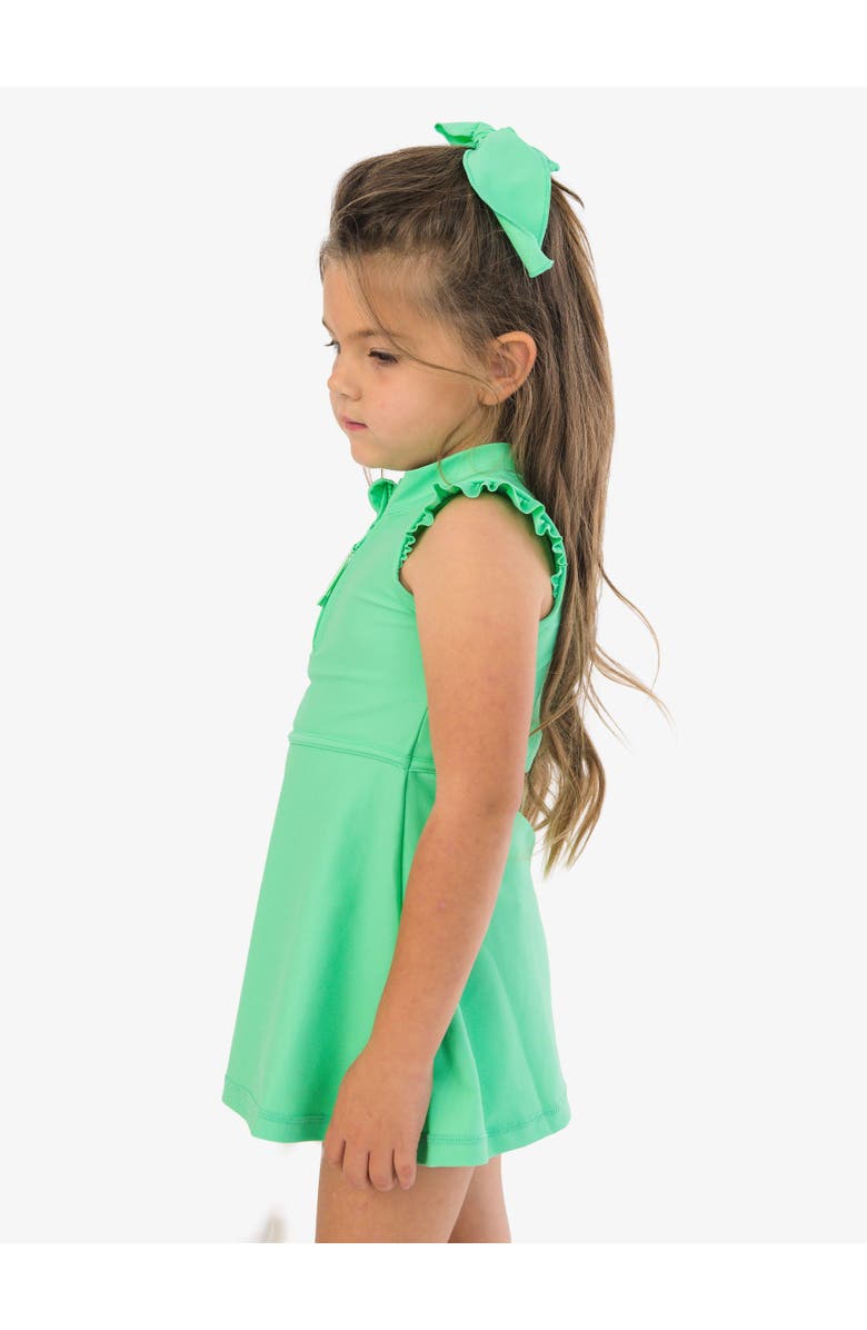 RuffleButts Girls UPF50+ Sleeveless Zip Ruffle Sleeve Active Dress, Alternate, color, Spring Bud
