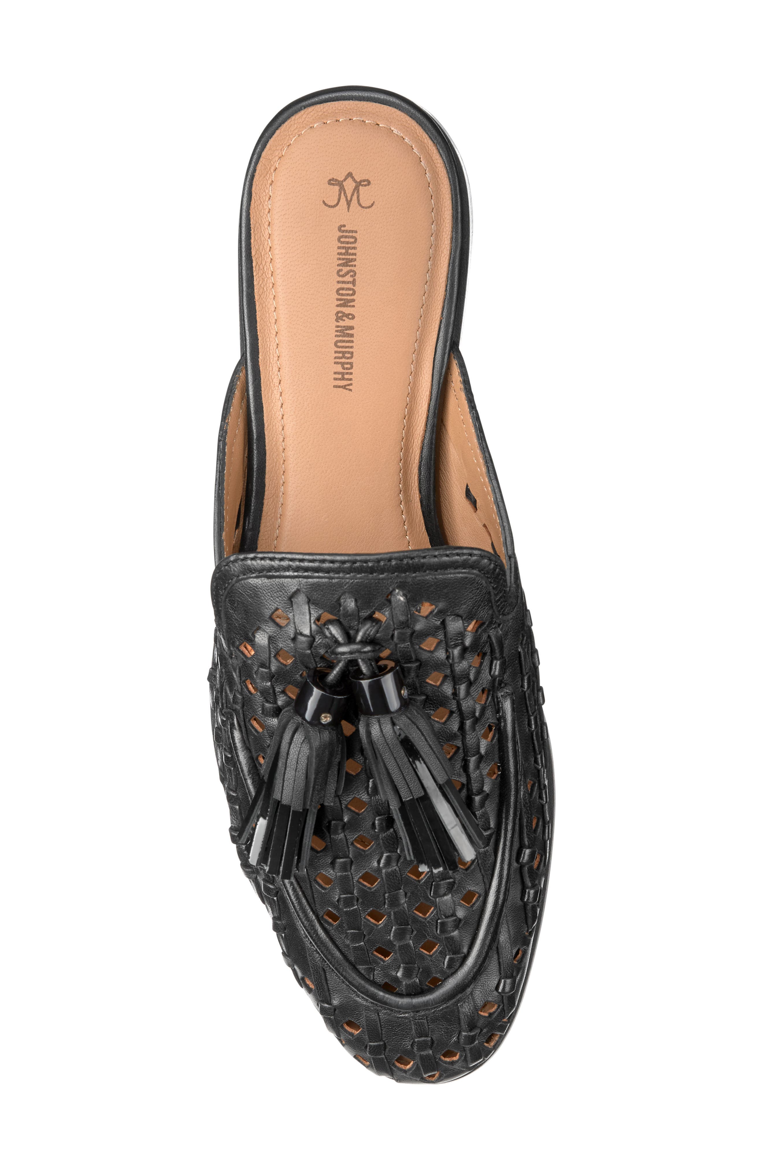 Johnston & Murphy Ali Woven Tassel Mule, Alternate, color, Black Glove
