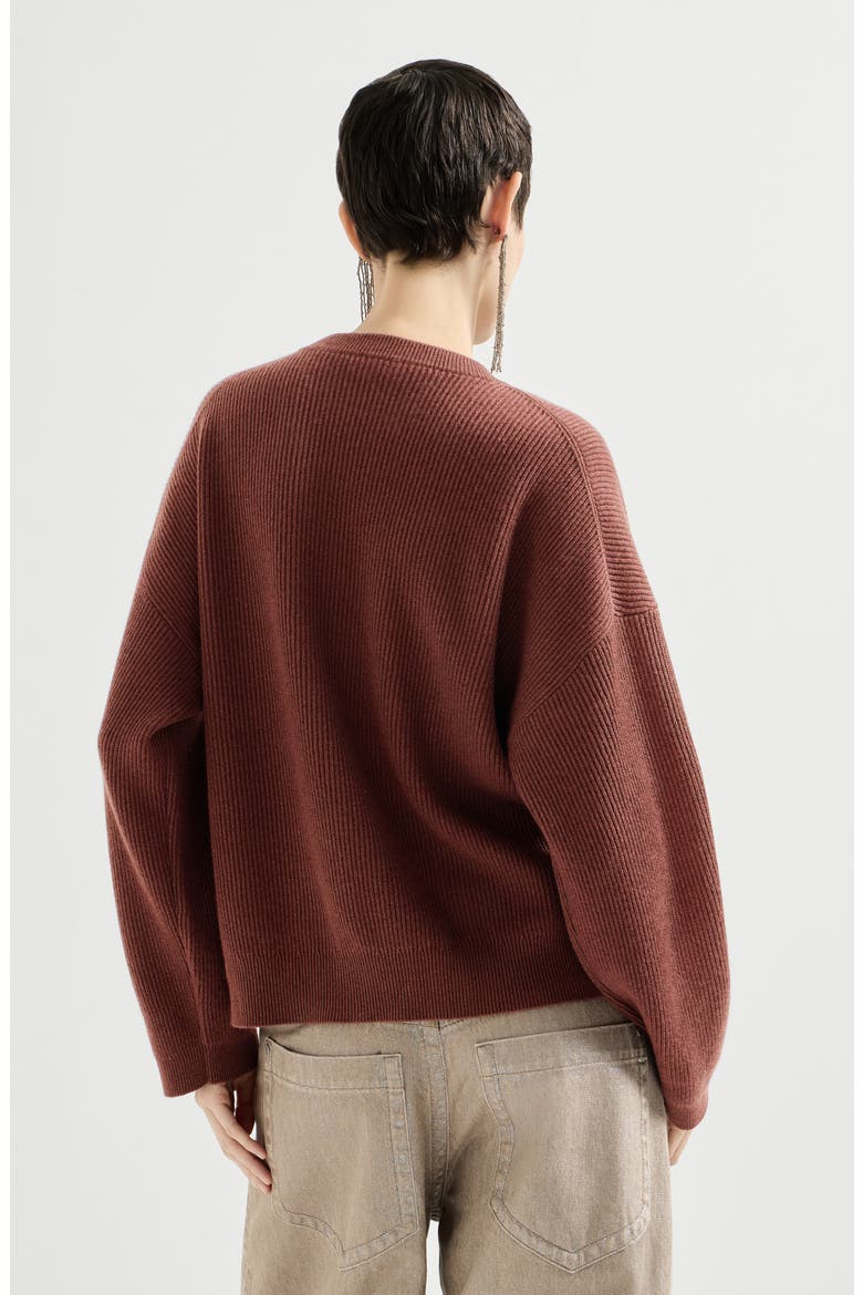 Sparkling cashmere English rib sweater, Alternate, color, Ruby