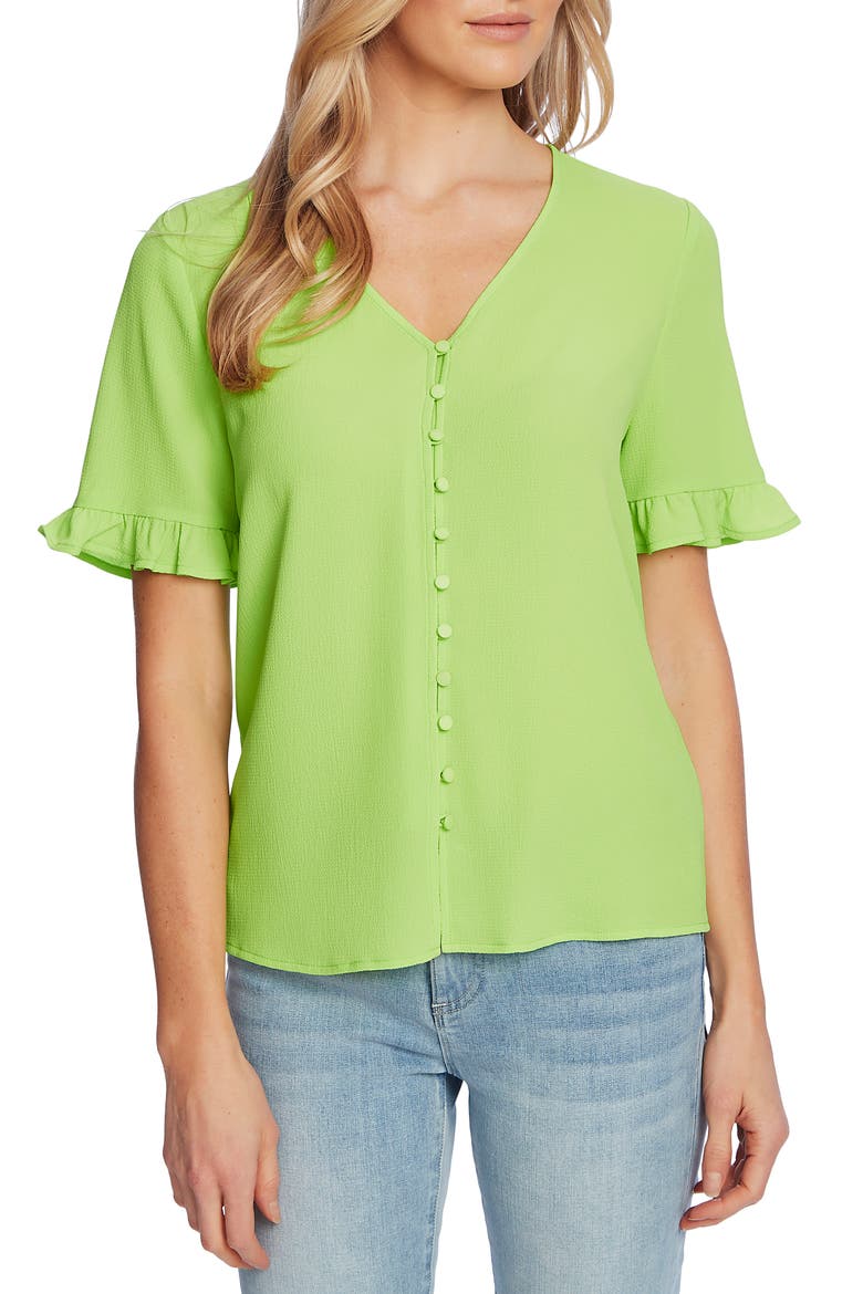 Ruffle Sleeve Blouse, Main, color, MINT GLOW