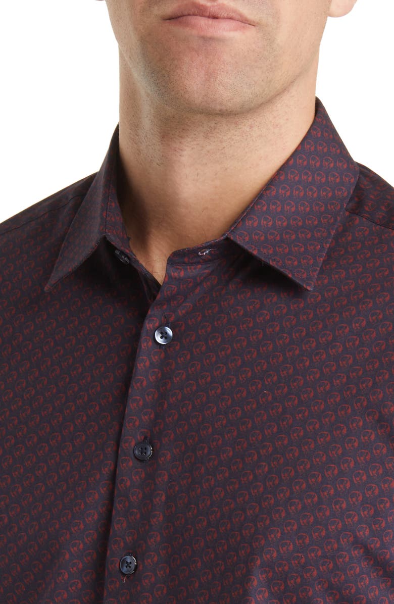 Stone Rose Skull Print Stretch Woven Button-Up Shirt, Alternate, color, 