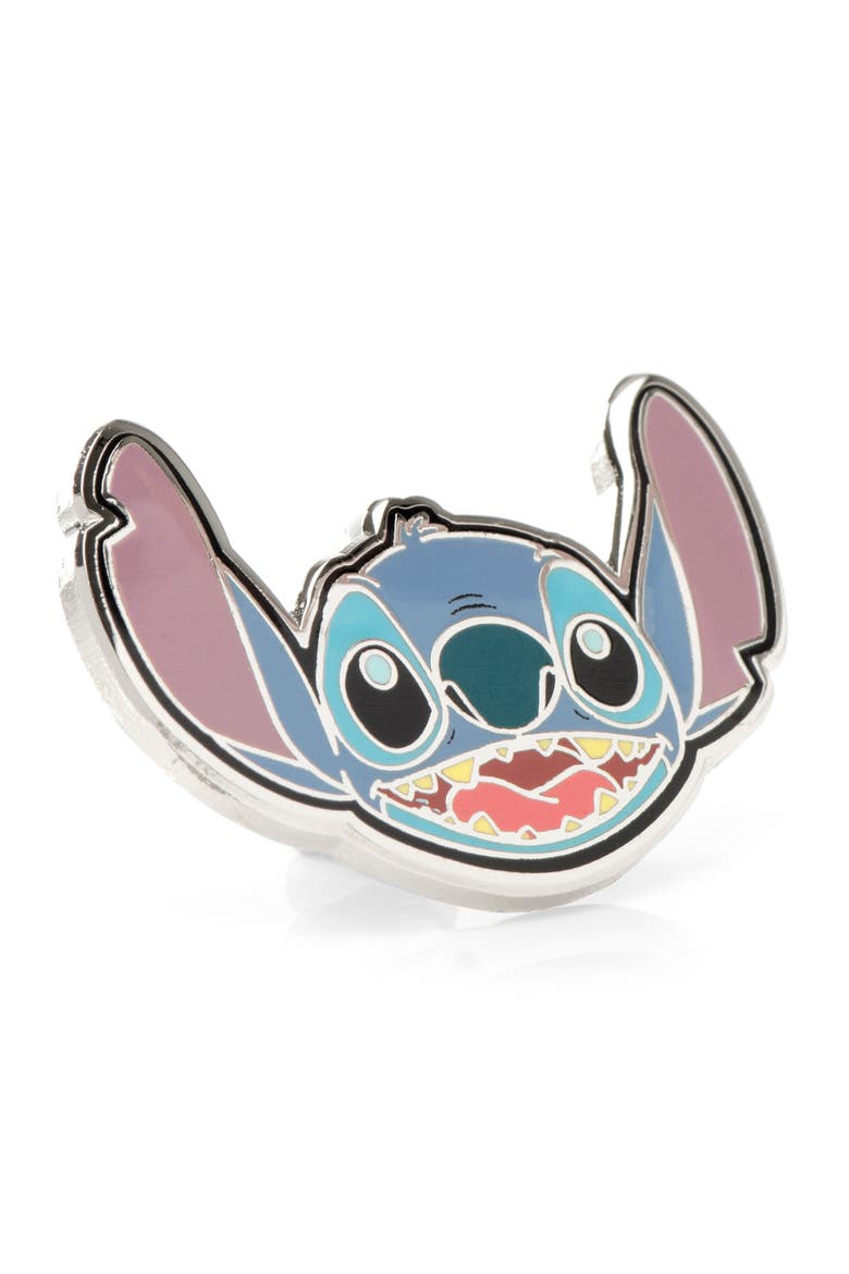 Stitch Happy Face Lapel Pin, Main, color, SILVER