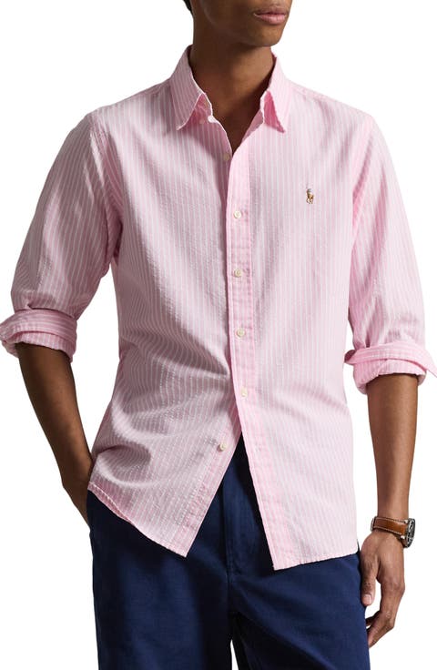 Classic Fit Stripe Cotton Seersucker Button-Down Shirt