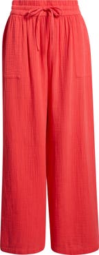 Caslon® Wide Leg Gauze Pants