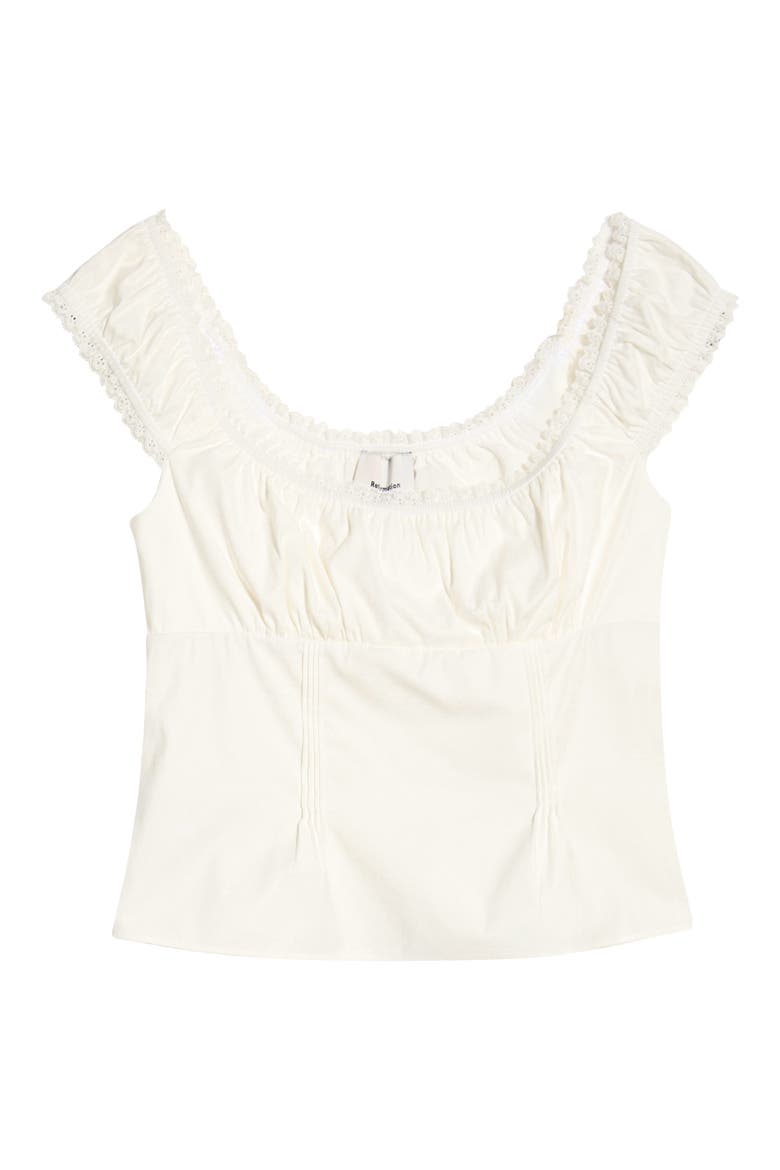 Amouret Lace Trim Square Neck Top, Alternate, color, WHITE